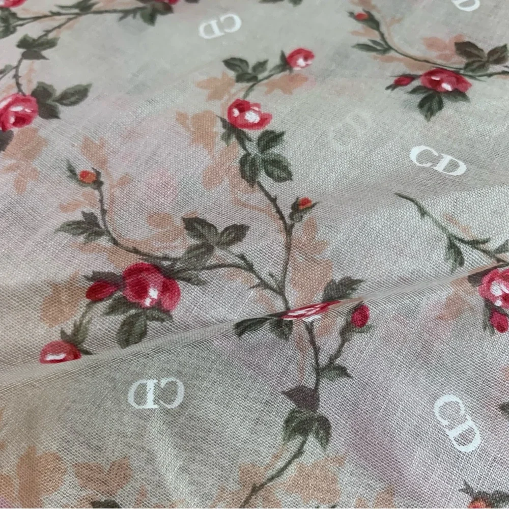 Dior Pink and Cream Floral Scarf - Picture 9 of 11